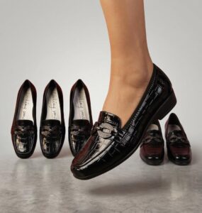 Crocodile-Embossed Patent Bit Loafers