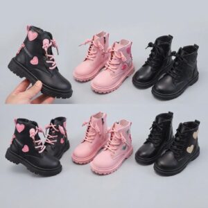 Girls' Heart-Accent Combat Boots