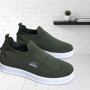 Rumon Olive Knit Slip-On Sneakers